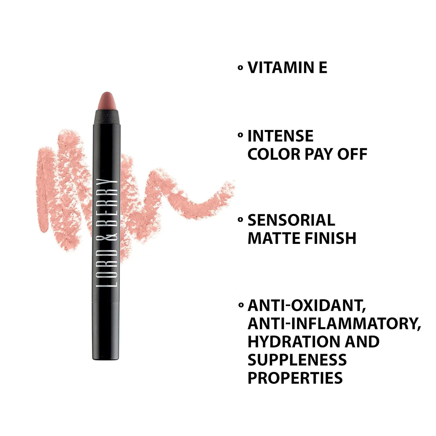 Lord & Berry 20100 Crayon Matte Lipsticks Intense Color With Soft & Creamy Touch Enriched With Vitamin E Hydrating Long Lasting Lipstick For Women, Vegan & Cruelty Free Makeup Set