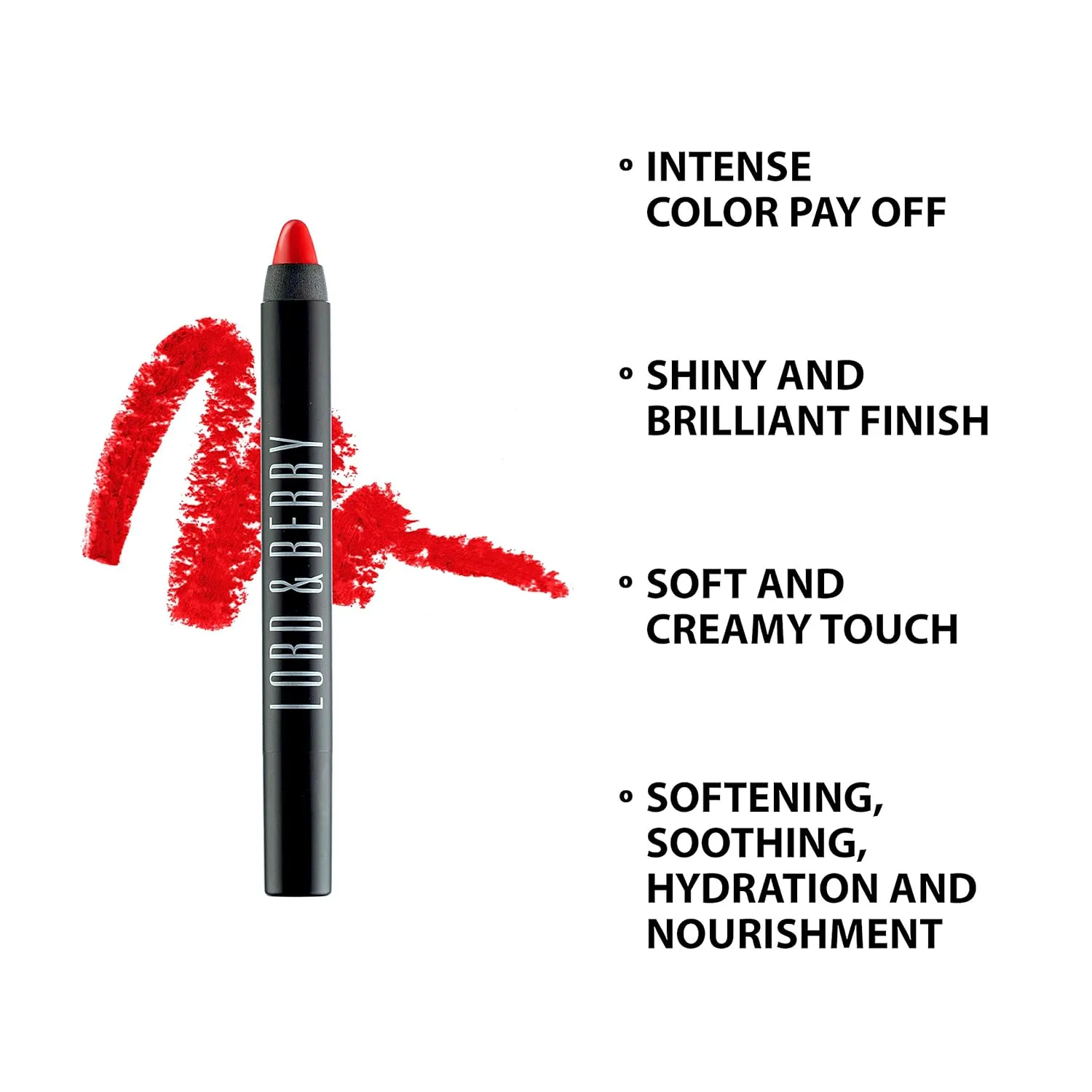Lord & Berry 20100 Crayon Shining Lipsticks Intense Color With Soft & Creamy Touch Enriched With Vitamin E Hydrating Long Lasting Lipstick For Women, Vegan & Cruelty Free Makeup