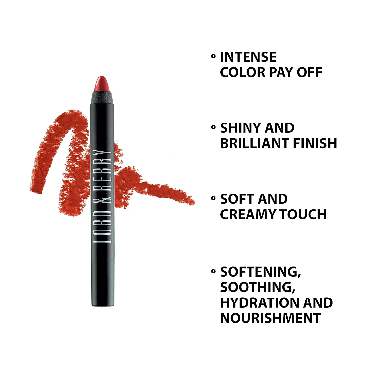 Lord & Berry 20100 Crayon Shining Lipsticks Intense Color With Soft & Creamy Touch Enriched With Vitamin E Hydrating Long Lasting Lipstick For Women, Vegan & Cruelty Free Makeup