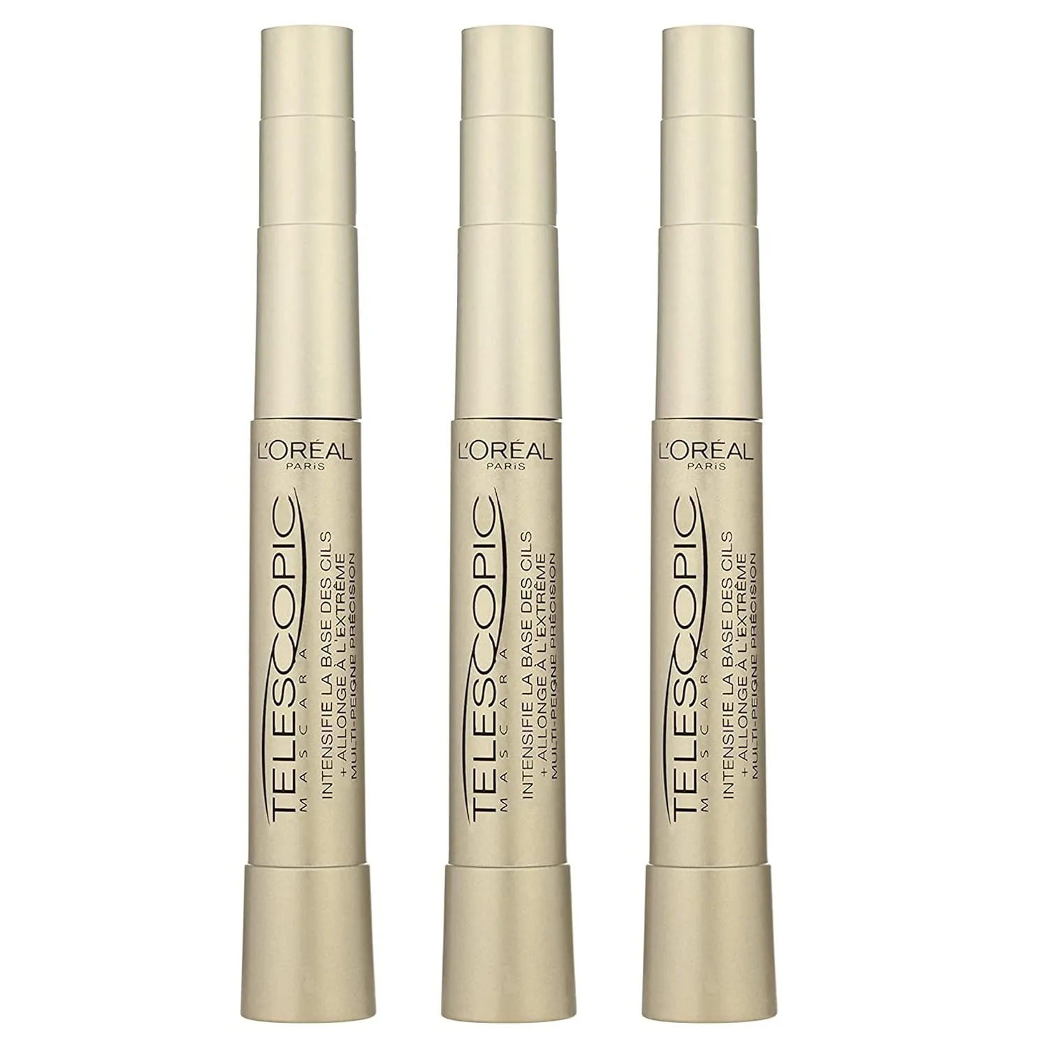 L'Oreal Paris Telescopic Mascara, Black [905] 0.27 oz (Pack of 3)