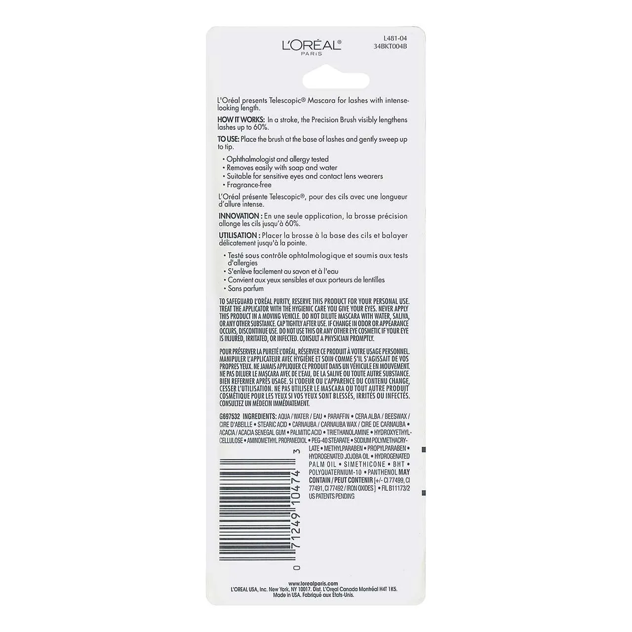 L’Oreal Paris Telescopic Original Mascara, 910 Blackest Black (Pack of 2)