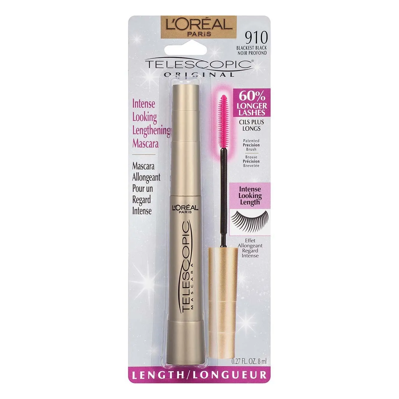L’Oreal Paris Telescopic Original Mascara, 910 Blackest Black (Pack of 2)
