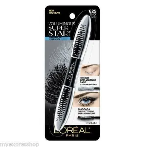L'Oreal Paris Voluminous Superstar Waterproof Mascara, Black [625] 0.40 oz (Pack of 6)