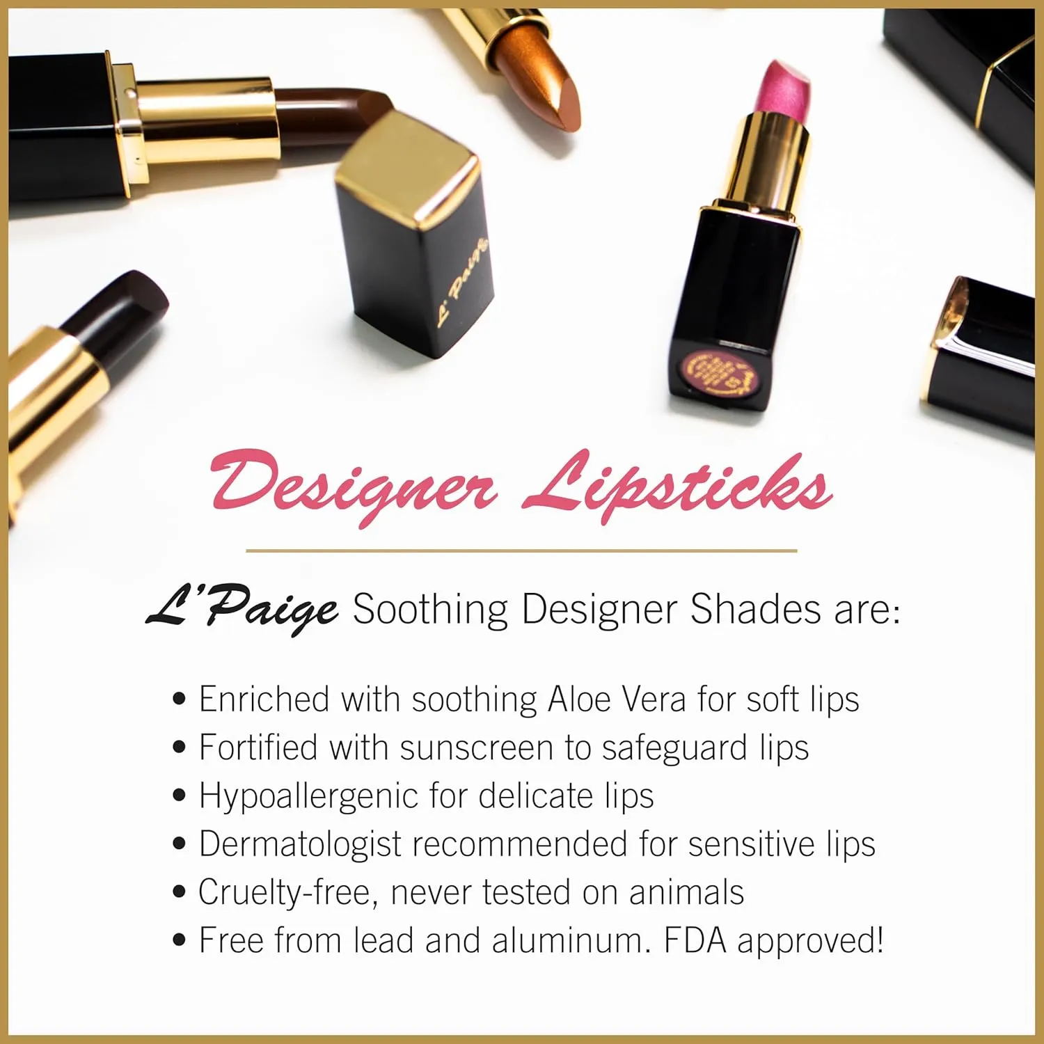 L'Paige L49 - PEACH NECTAR Designer Lipstick | Aloe Vera-Based, Long-Lasting, Moisturizing | Warm Peach-Coral with a Satin Cream Finish