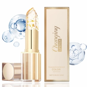 Lufora Color Changing Lipstick, Benefician Lipstick, Transferproof Color Changing Lipsticks, 24h Long Lasting Moisturizing Glossy Shine, Gold Crystal Ph Lipsticks Color-Changing (Pc)