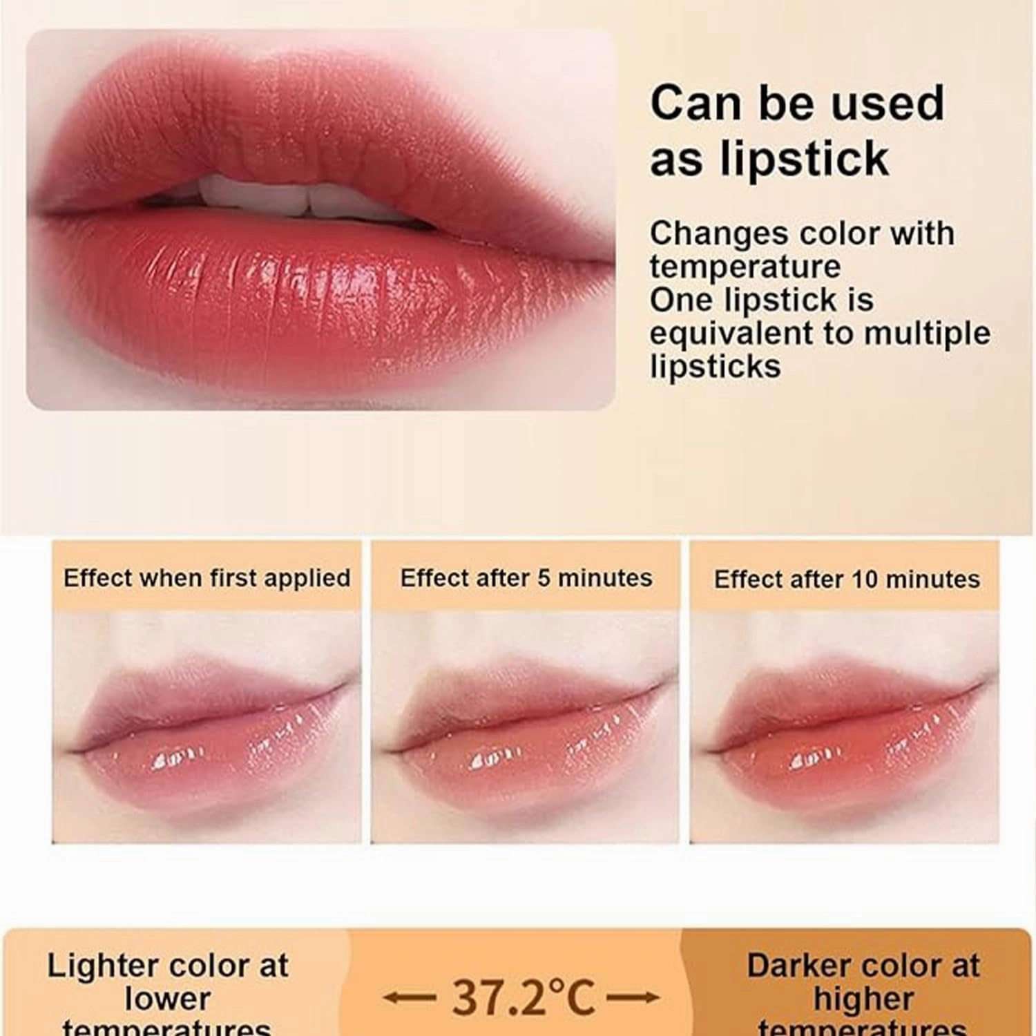 Lufora Color Changing Lipstick,Transferproof Color Changing Lipstick,Long-lasting moisturizing Lip Balm (C)