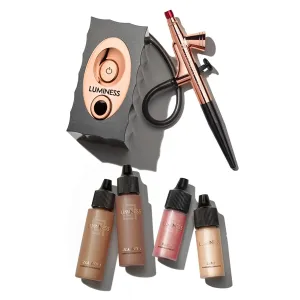 Luminess Air Icon Makeup Airbrush System and 4-Piece Foundation Starter Kit, Deep Coverage - Quick, Easy & Long Lasting Application - Includes Silk 4-In-1 Foundation, Highlighter & Blush