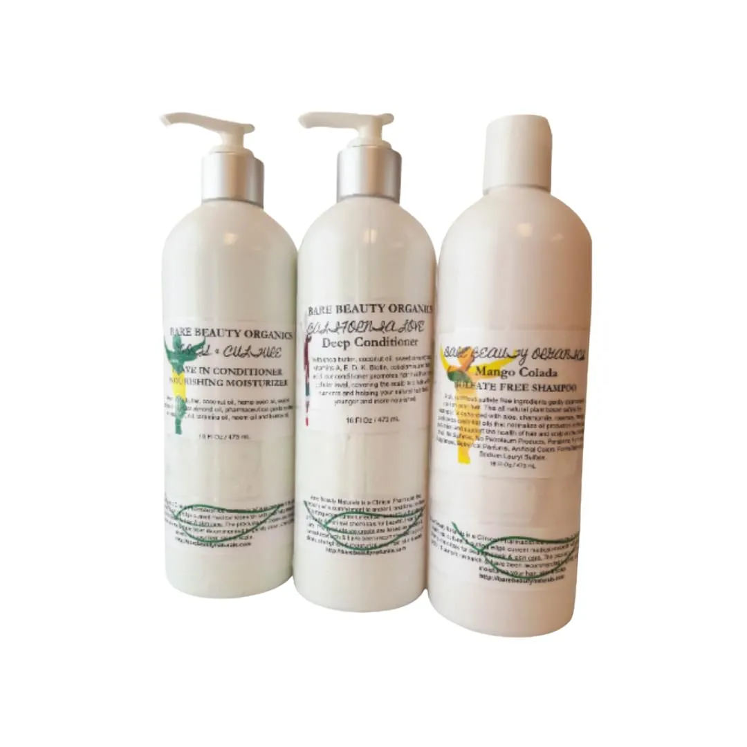 Luxurious CURL Hydration Kit - Deep Conditioning, Oil-Infused Leave-In, Sulfate-Free Shampoo (16 oz each)