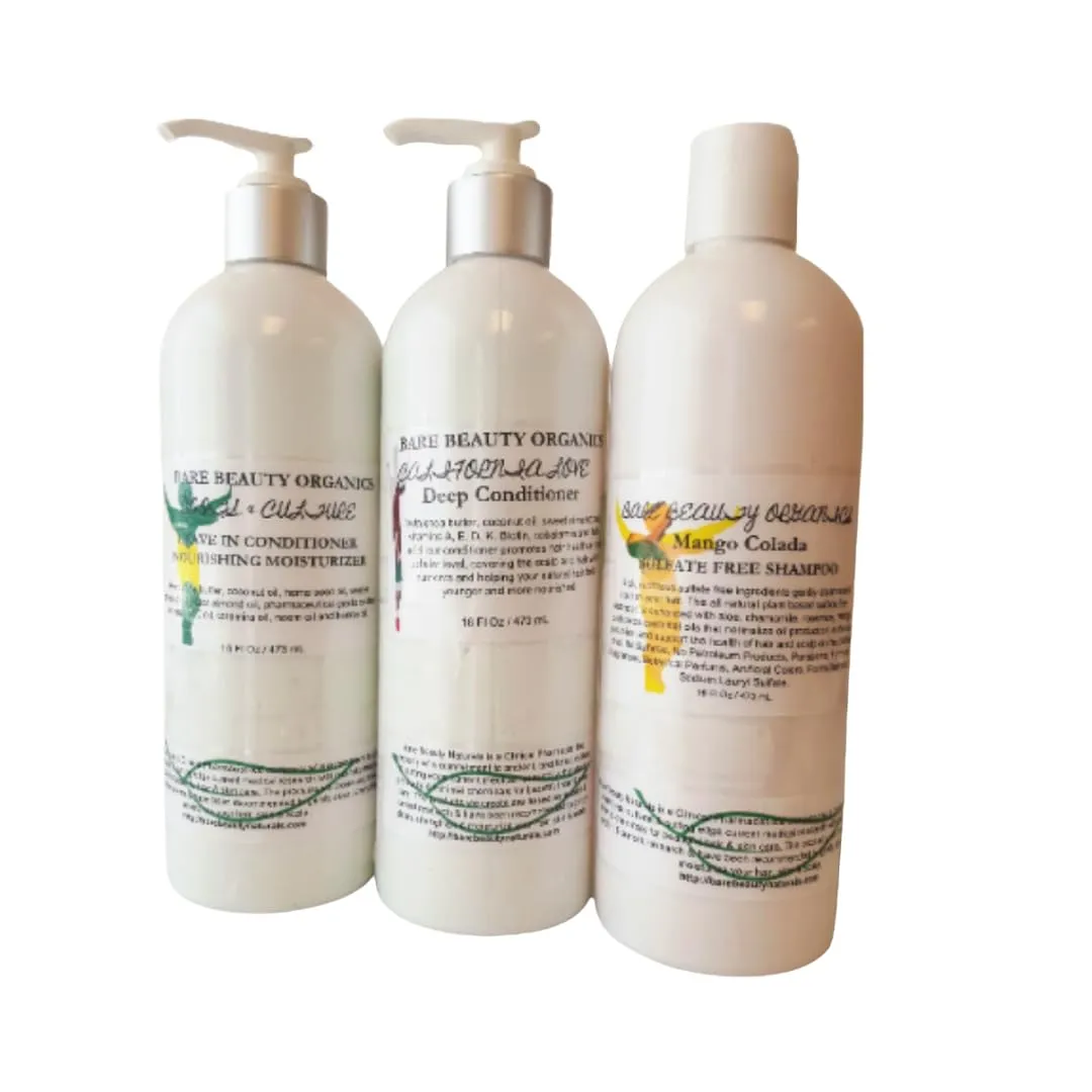 Luxurious CURL Hydration Kit - Deep Conditioning, Oil-Infused Leave-In, Sulfate-Free Shampoo (16 oz each)