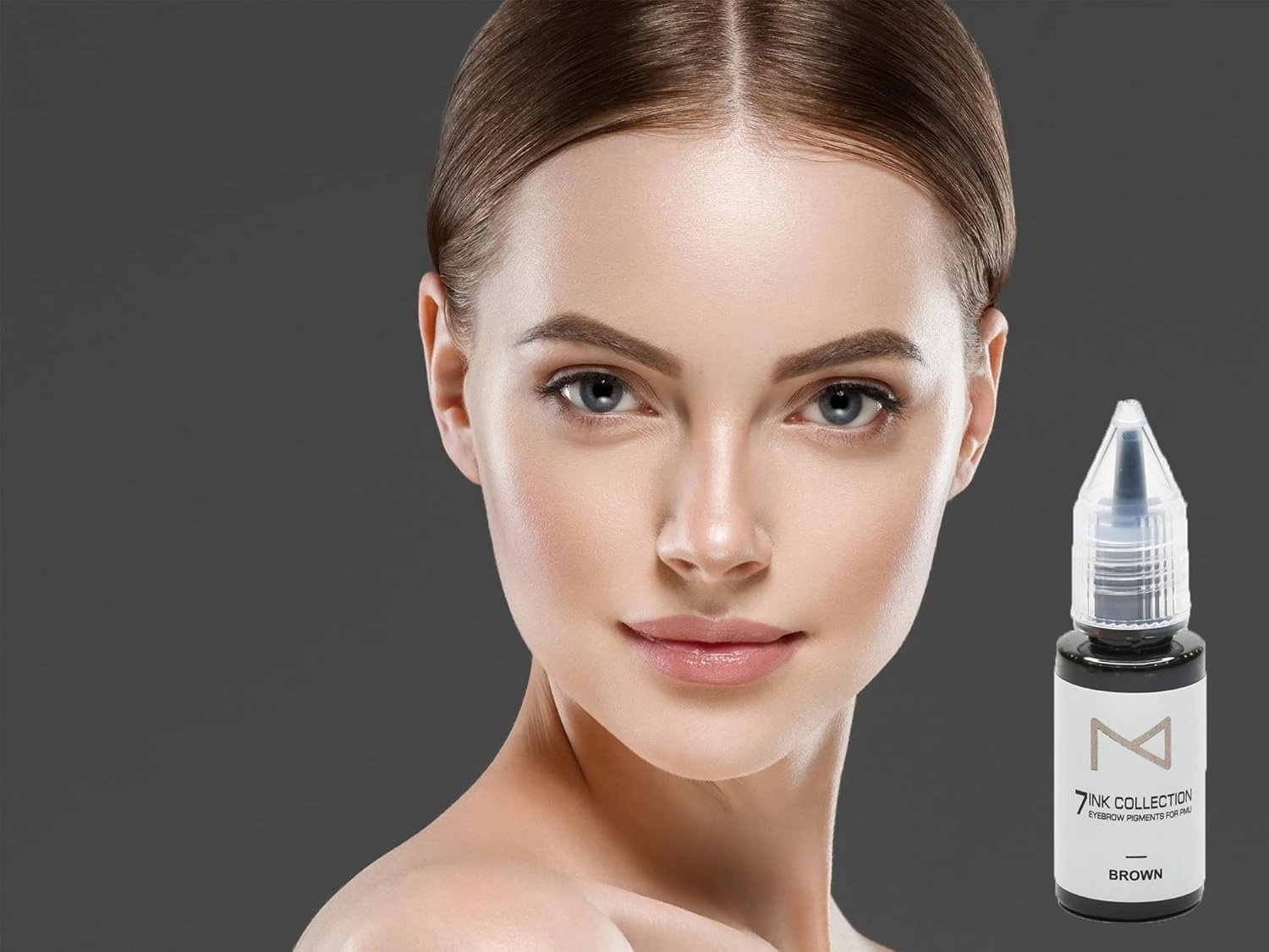 M - 7Ink Seven Colors Liquid Pigment Ink for Eyebrow Tattoo - Permanent Makeup Microblading Supplies Kit - Machine Use - Microshading - No Mixing Professionals Only -10ml (Single, Brown)
