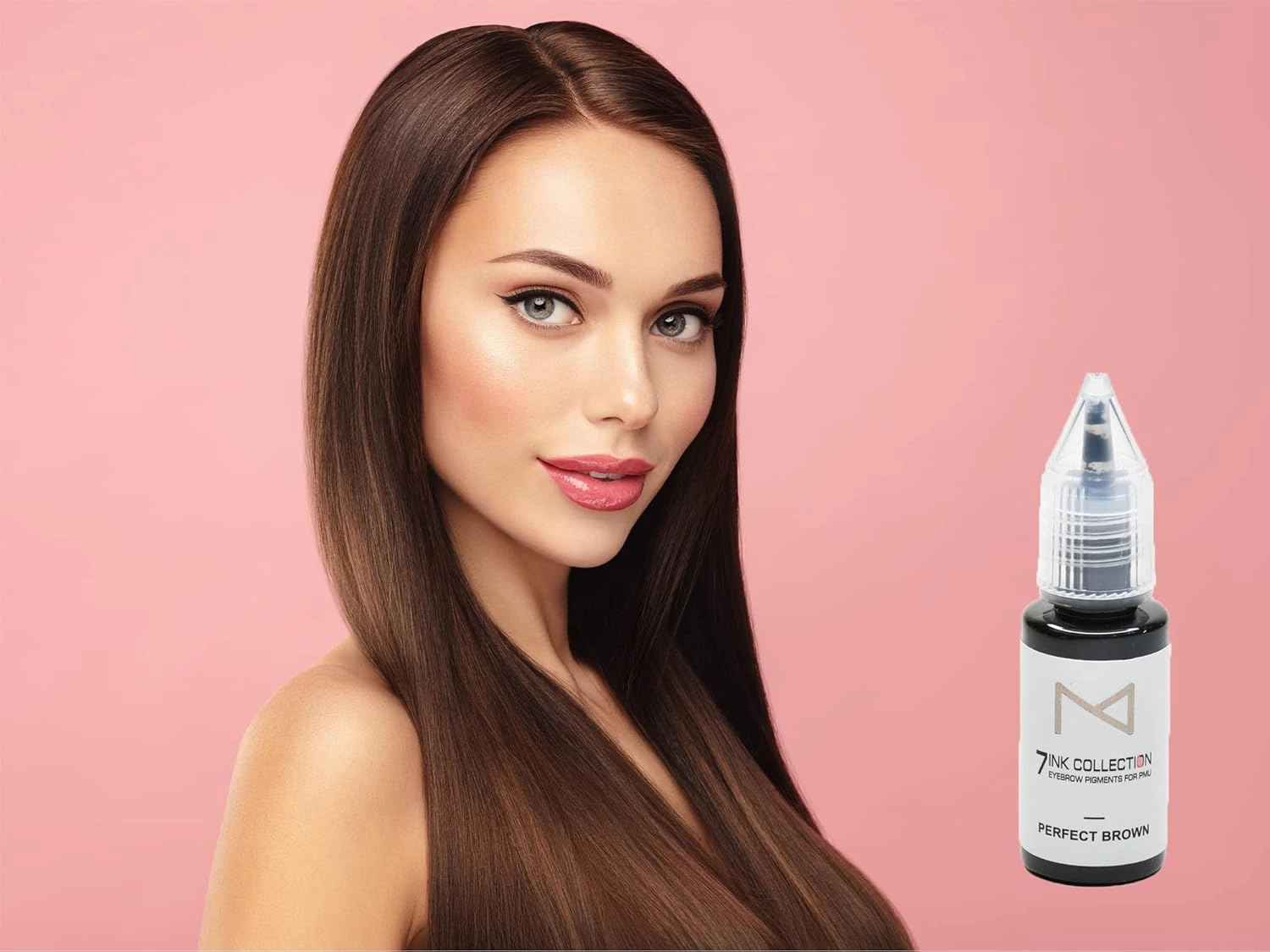 M - 7Ink Seven Colors Liquid Pigment Ink for Eyebrow Tattoo - Permanent Makeup Microblading Supplies Kit - Machine Use - Microshading - No Mixing Professionals Only -10ml (Single, Perfect Brown)