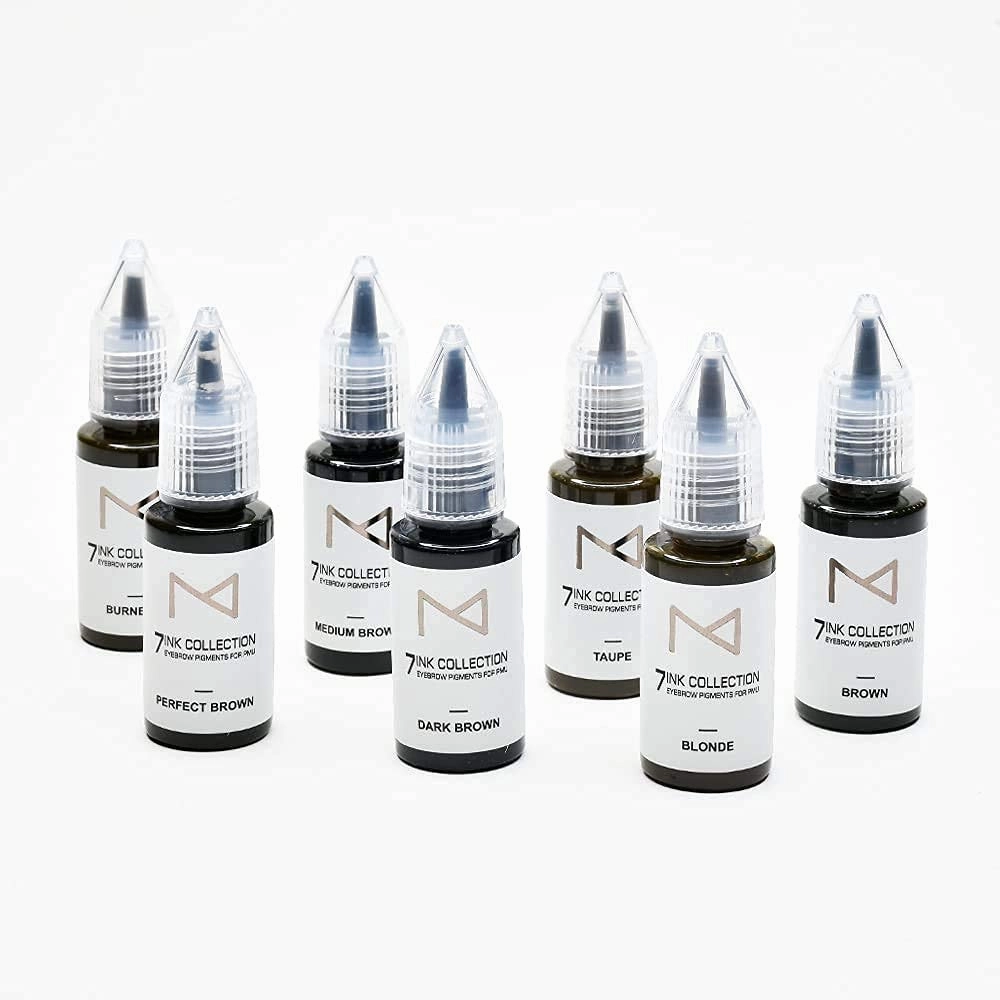 M - 7Ink Seven Colors Liquid Pigment Ink for Eyebrow Tattoo - Permanent Makeup Microblading Supplies Kit - Machine Use - Microshading - No Mixing Professionals Only -10ml (Single, Perfect Brown)