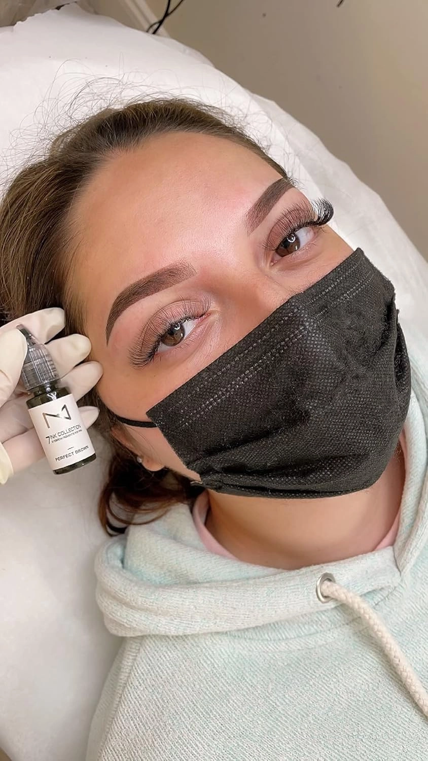 M - 7Ink Seven Colors Liquid Pigment Ink for Eyebrow Tattoo - Permanent Makeup Microblading Supplies Kit - Machine Use - Microshading - No Mixing Professionals Only -10ml (Single, Perfect Brown)