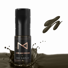M Cosmetic LIQUID Pigment For Eyebrow Powder Brows, Nano Brow, Shading Permanent Makeup, Microblading - Machine Use - No Mixing - For Professionals Only -12ml (Dark Ash Brown)