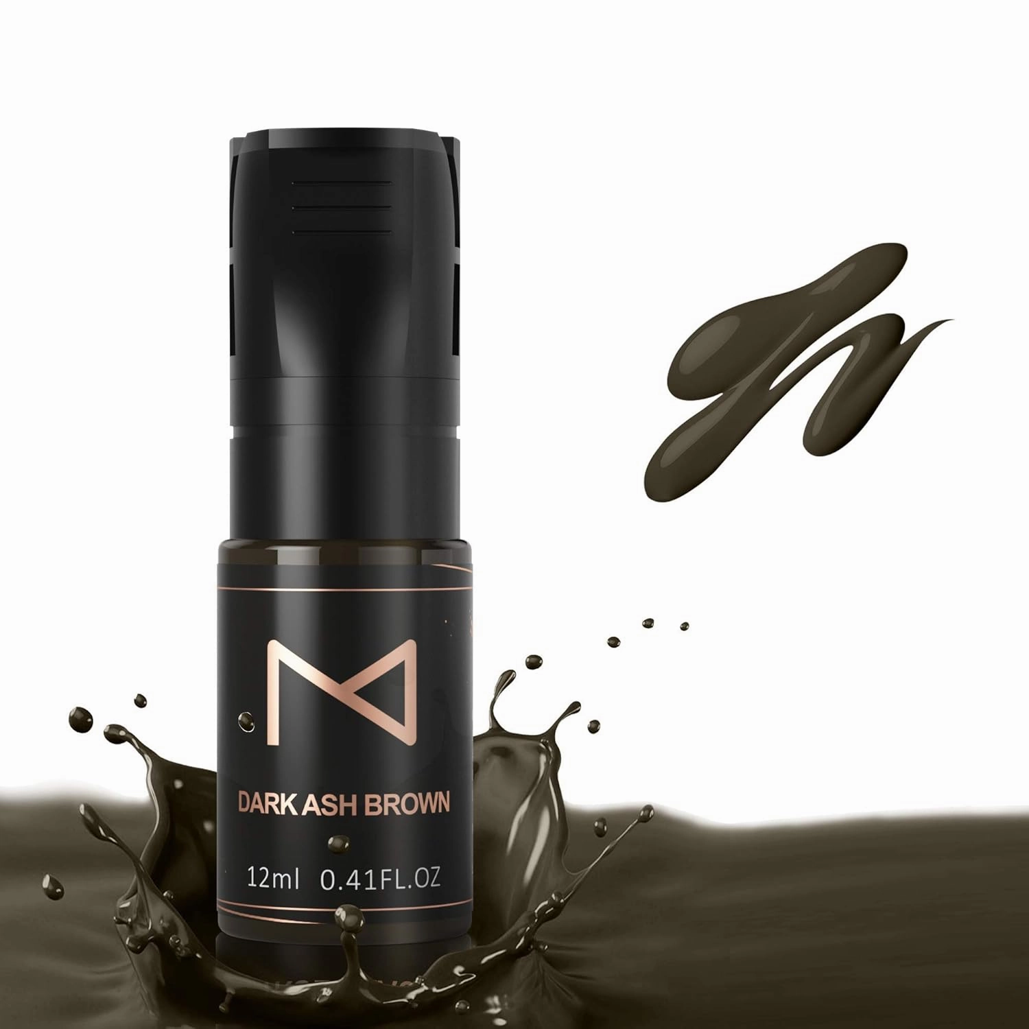 M Cosmetic LIQUID Pigment For Eyebrow Powder Brows, Nano Brow, Shading Permanent Makeup, Microblading - Machine Use - No Mixing - For Professionals Only -12ml (Dark Ash Brown)