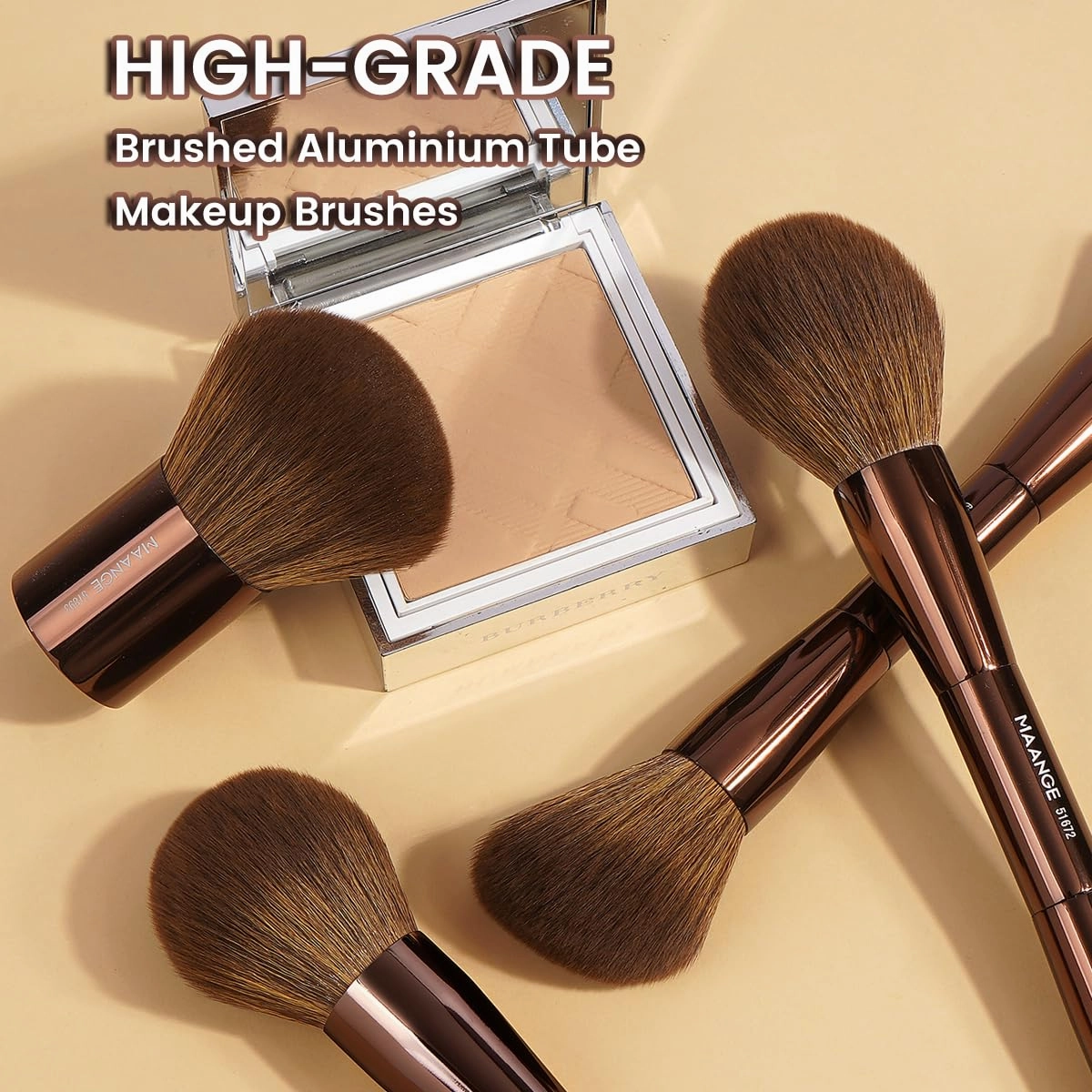 MAANGE 7pcs Makeup Brush Set Double Sided Kabuki Makeup Brushes Contour Brush for Foundation Liquid Powder Concealer Cream Cosmetics Bronzer Blending Blush Buffing Makeup Tools (Brown)