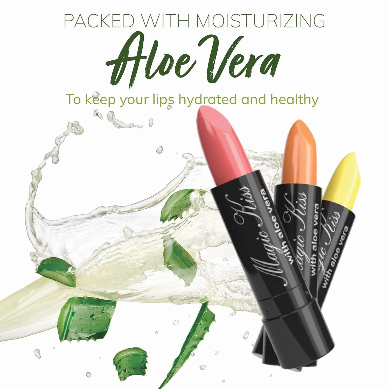 Magic Kiss Pack of 12 Color Changing Aloe Vera Lipstick set, MADE IN USA (Green)