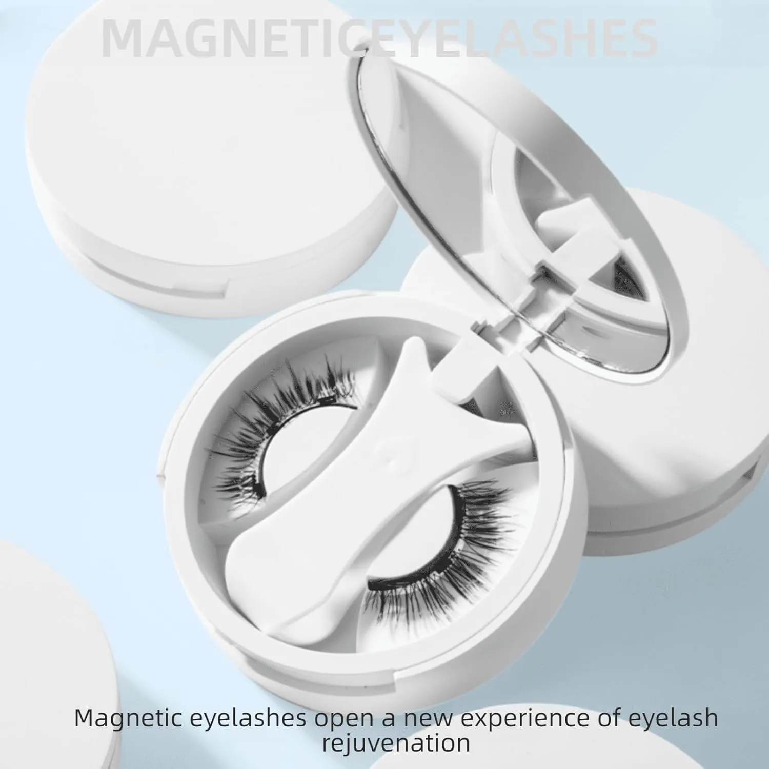 Magnetic Lashes with Applicator Magnetic Eyelashes Natural Look Clear Band Wispy Reusable Magnetic Eyelashes No Glue Needed Magnetic Lashes Without Eyeliner False Eyelashes (Natural Simple)