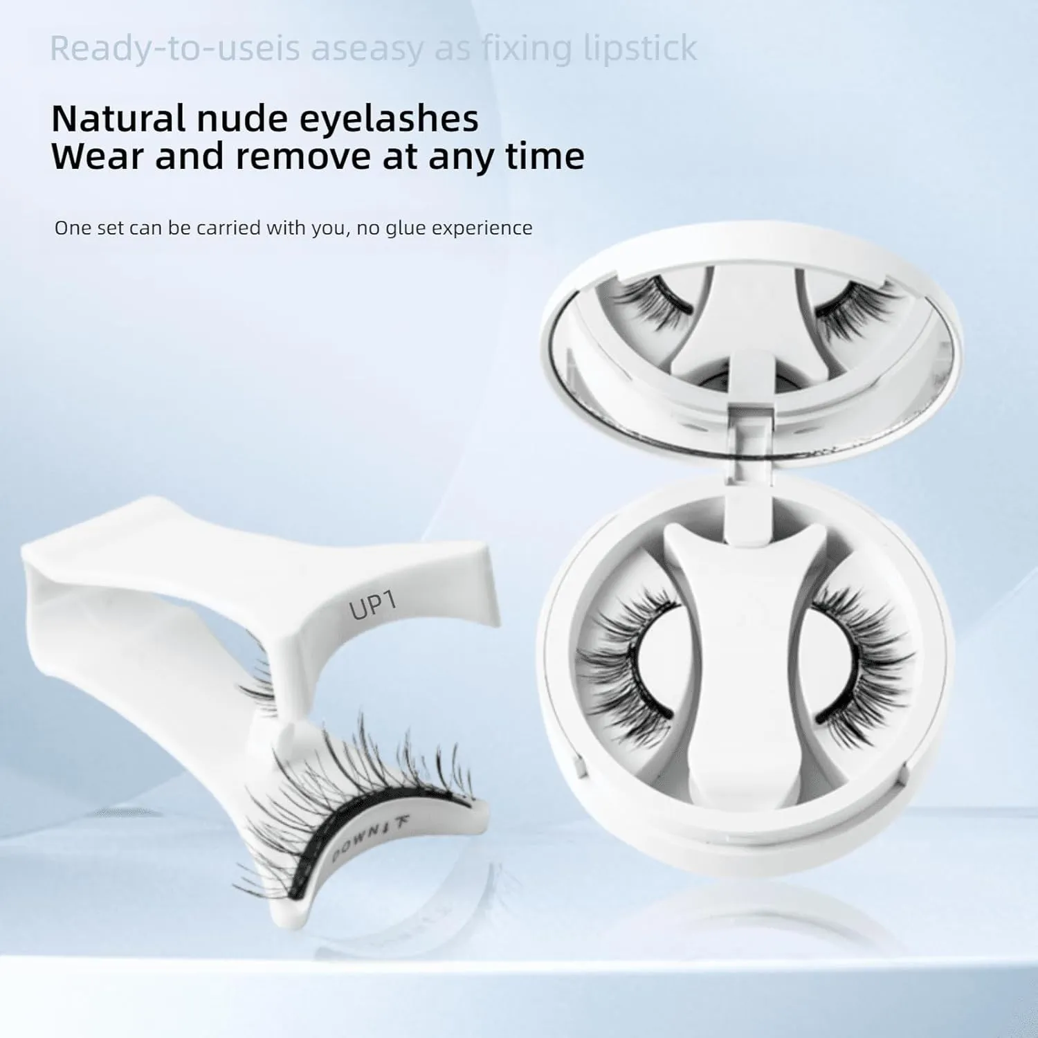 Magnetic Lashes with Applicator Magnetic Eyelashes Natural Look Clear Band Wispy Reusable Magnetic Eyelashes No Glue Needed Magnetic Lashes Without Eyeliner False Eyelashes (Natural Simple)