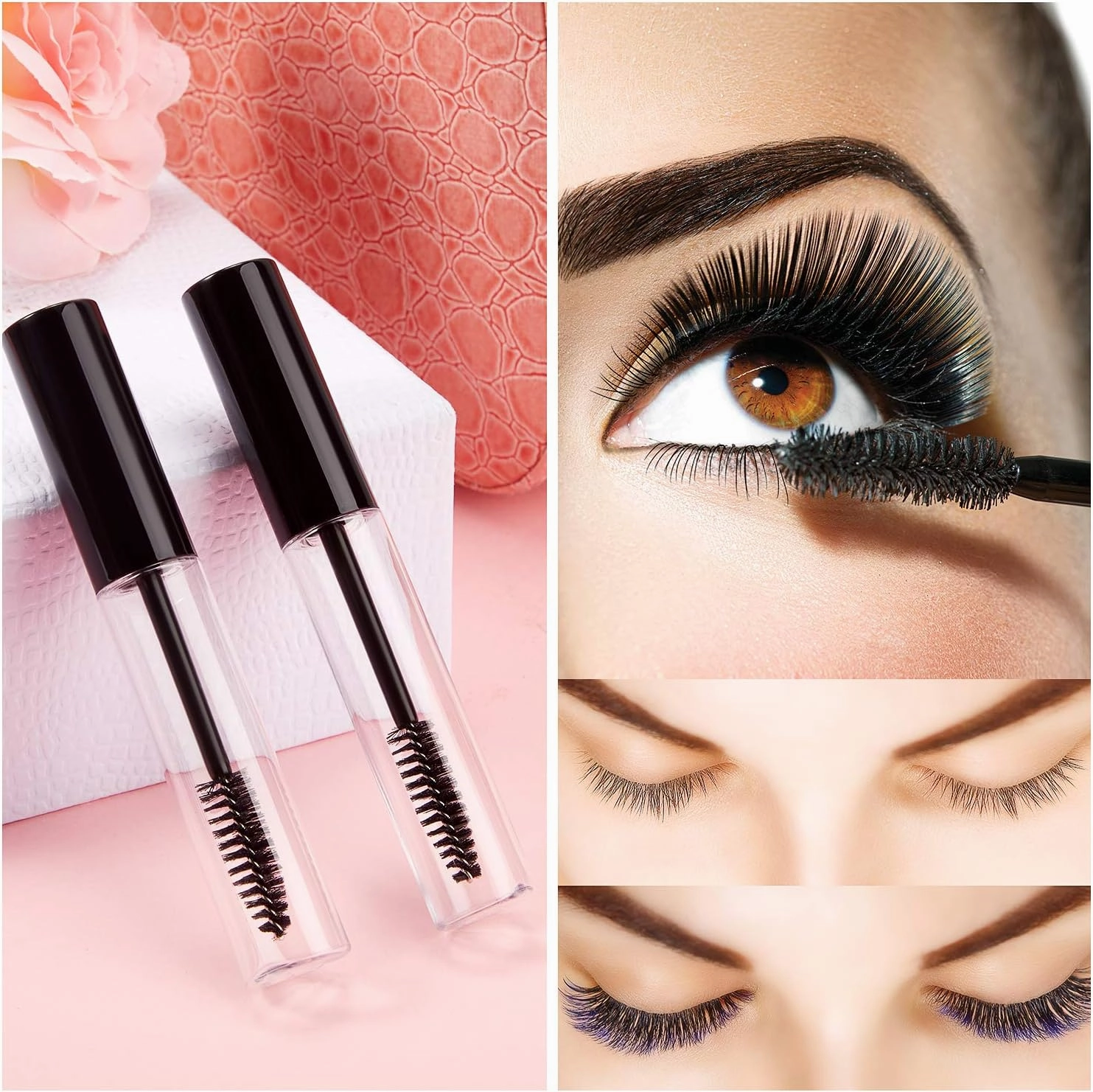 Maitys 30 Pack 10 ml Empty Mascara Tubes with Brush Wand Refillable Eyelash Cream Container Bottle with Funnels Leak Stoppers for Castor Oil/eyebrow Growth Serum/coconut Oil DIY Cosmetics(Black)