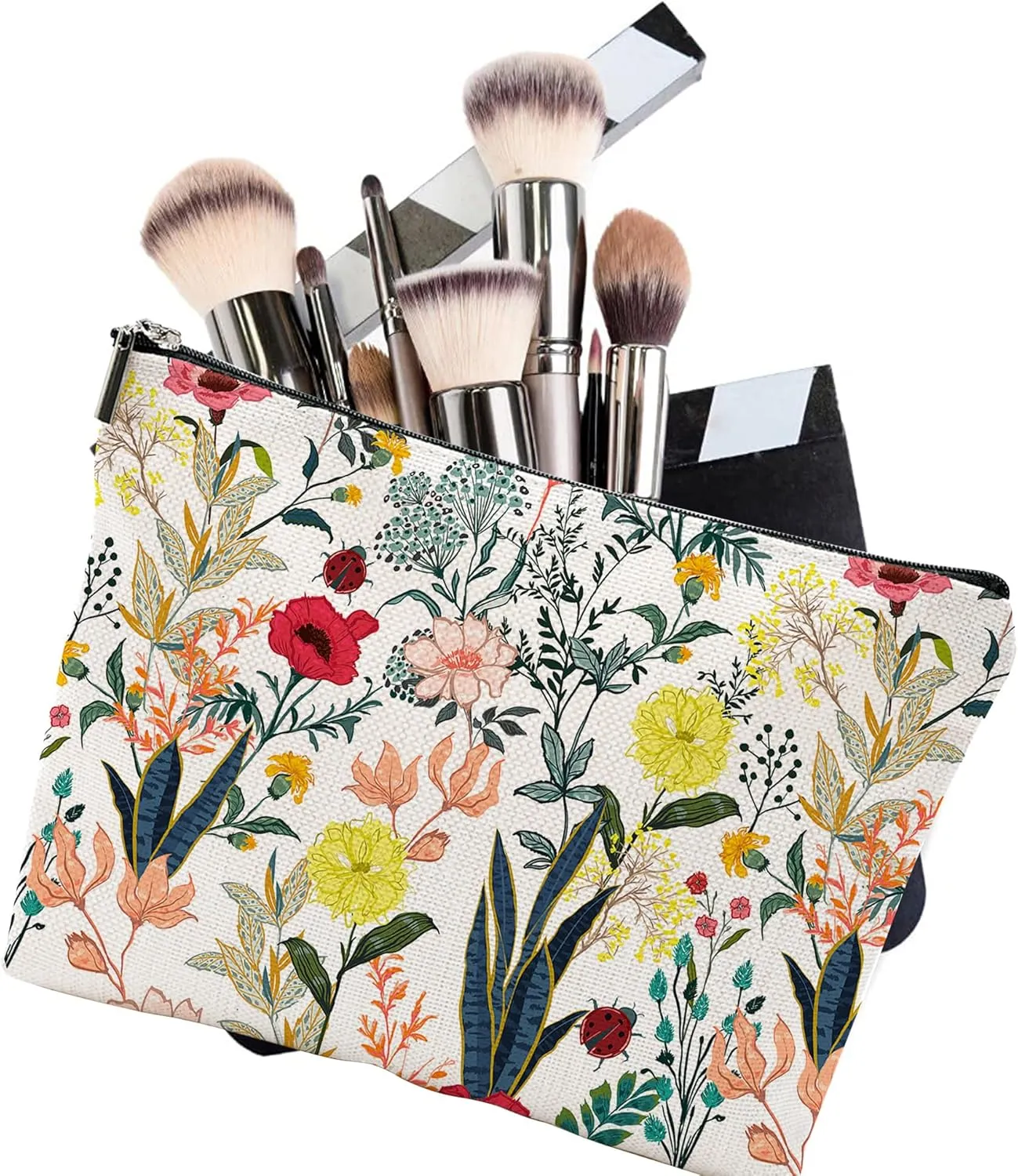 Makeup Bag Blooming Flower Cosmetic Bag Mini Portable Travel Toiletry Bag Organizer Makeup Brushes Aesthetic Accessories Waterproof Storage Bag for Women
