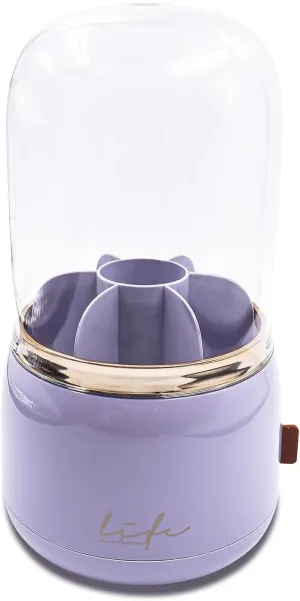 Makeup Brush Holder, 360 Rotating Makeup Brush Organizer with Lid, 7 Slot Brushes Organizer for Countertop Cosmetic Display and Storage, Purple
