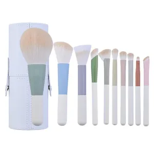 Makeup Brush Set, 10 Pcs Makeup Brushes, MINI Travel Makeup Brush Set for Foundation, Concealer, Blush and Eyeshadow Brush (10Brushes& Bucket)