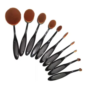 Makeup Brushes Set Professional Oval Toothbrush Foundation Eyeliner Blending Brush Fashionable Super Soft Cosmetic Brushes Tool Set Black 10Pcs