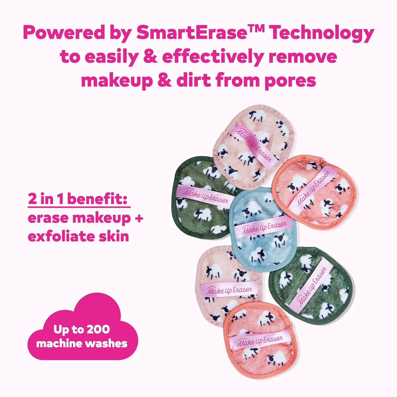 Makeup Eraser The Original, 7-Day Set, Erase All Makeup with Just Water, Including Waterproof Mascara, Eyeliner, Foundation, Lipstick, Sunscreen, and More!