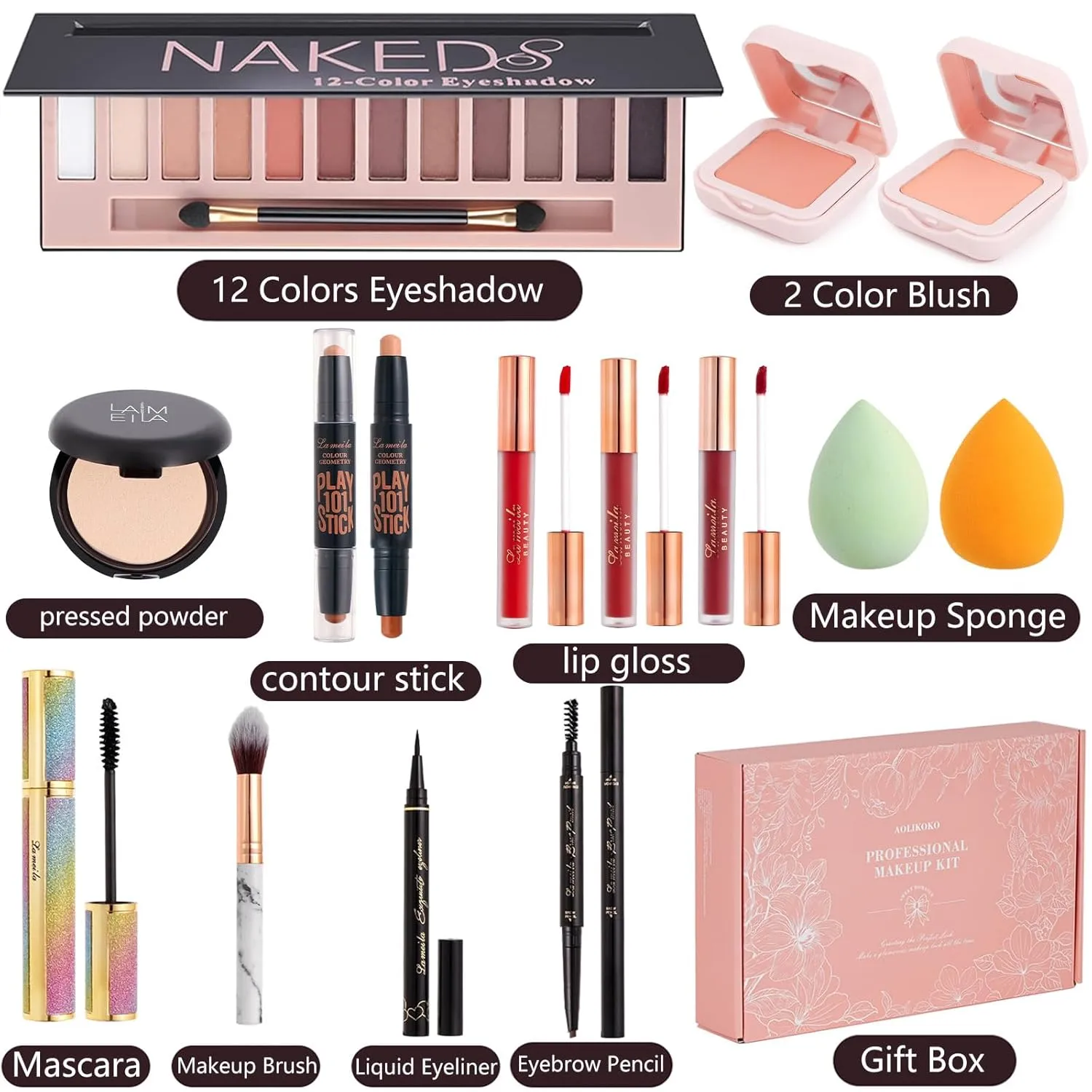 Makeup Kit for Women Full Kit,Professional Makeup Set,Includes 12 Colors Eyeshadow Palette And multiple cosmetics,Makeup Gift Set for Women Teens