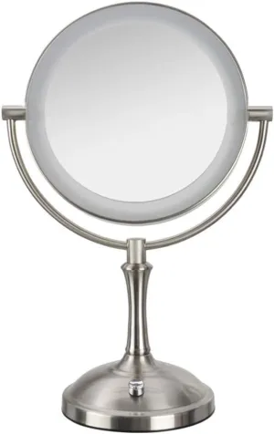 Makeup Mirror Dressing Mirror Magnifying Lighted Vanity Makeup Mirror Vanity Mirror On Stand HD Double Sided Button 360 Degree Free Rotation for Bathroom Beauty Mirror