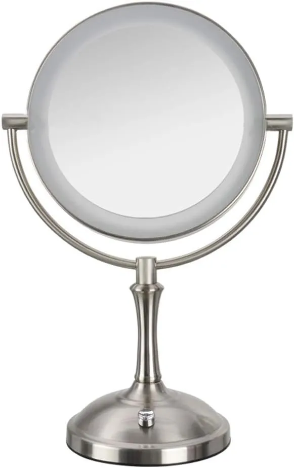 Makeup Mirror Dressing Mirror Magnifying Lighted Vanity Makeup Mirror Vanity Mirror On Stand HD Double Sided Button 360 Degree Free Rotation for Bathroom Beauty Mirror