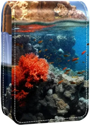 Makeup Organizer,Makeup Lipstick Case for Outside Mini Bag Travel Cosmetic Pouch,Sea Stone Coral Fish Ocean