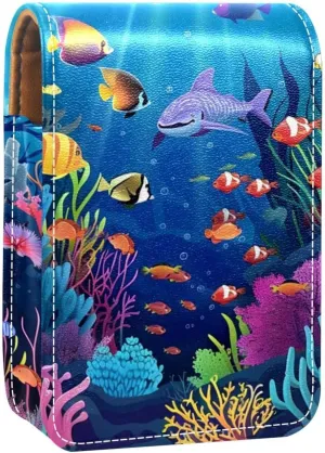 Makeup Organizer,Makeup Lipstick Case for Outside Mini Bag Travel Cosmetic Pouch,Undersea Fish Coral Ocean