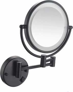 Makeup Mirror Wall Mount 5X Magnification Lighted Wall Mounted Makeup Mirror Black 8 Inch Double-Sided Swivel Two Side 360 Swivel Cosmetic Face Extendablet