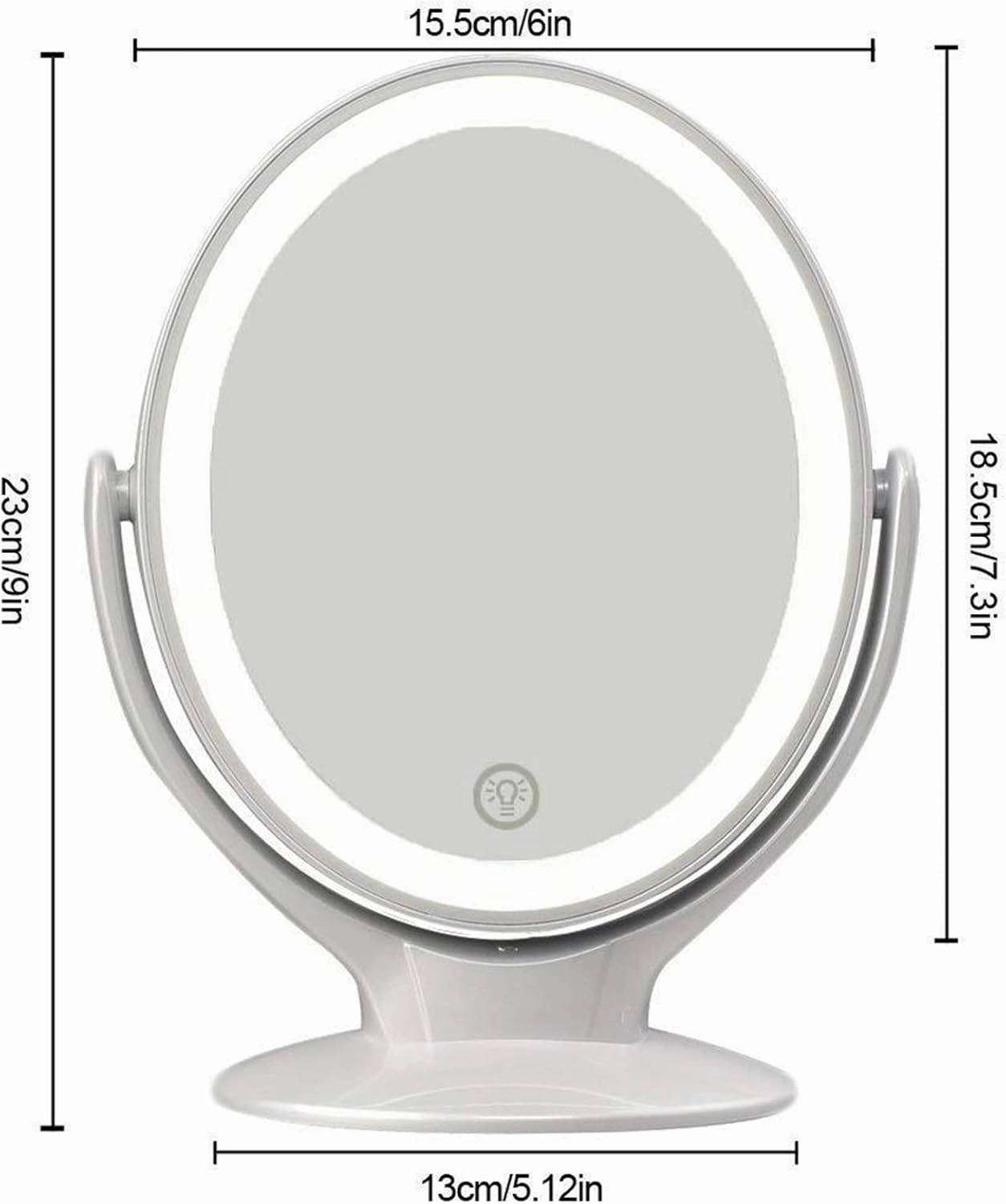 Makeup Mirror with Light, Double-Sided 1X/7X Magnifying Mirror,USB Rechargeable, 360° Rotating Freestanding LED Mirror for Makeup, Shaving,Black