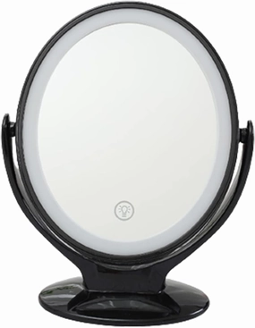 Makeup Mirror with Light, Double-Sided 1X/7X Magnifying Mirror,USB Rechargeable, 360° Rotating Freestanding LED Mirror for Makeup, Shaving,Black