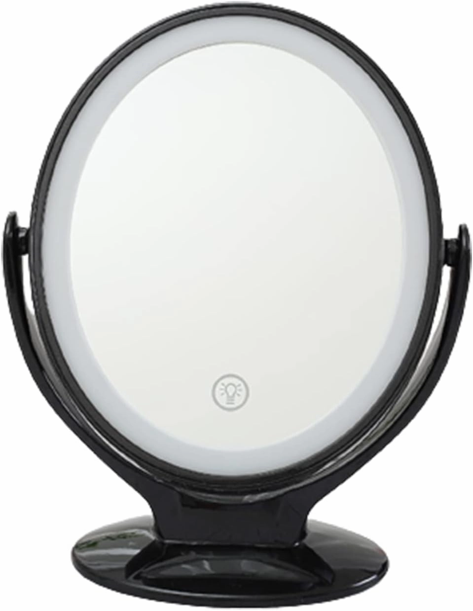 Makeup Mirror with Light, Double-Sided 1X/7X Magnifying Mirror,USB Rechargeable, 360° Rotating Freestanding LED Mirror for Makeup, Shaving,Black