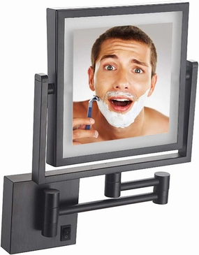 Makeup Mirror with Lights Wall Mount, Makeup Mirror Wall Mount Lighted, Black 8 Inch Double-Sided 360 Swivel Cosmetic Face Extendable Vanity Mirrors for Bathroom