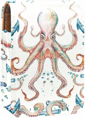 Makeup Organizer,Makeup Lipstick Case for Outside Mini Bag Travel Cosmetic Pouch,Devilfish Anchor Coral Octopus