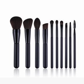 Makeup Tool Powder, Low Brush, Blush Brush Set, Black, 10 Pieces, Complete Set