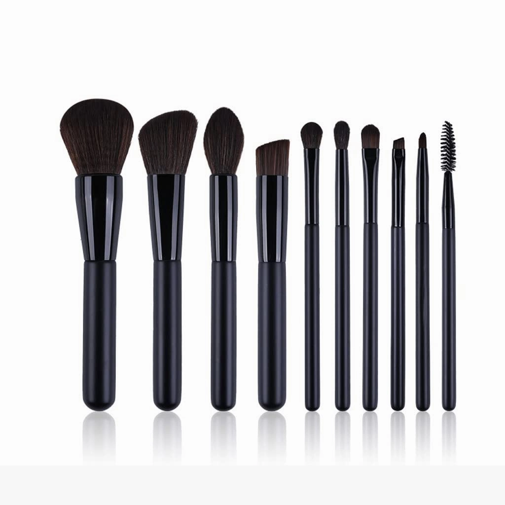 Makeup Tool Powder, Low Brush, Blush Brush Set, Black, 10 Pieces, Complete Set
