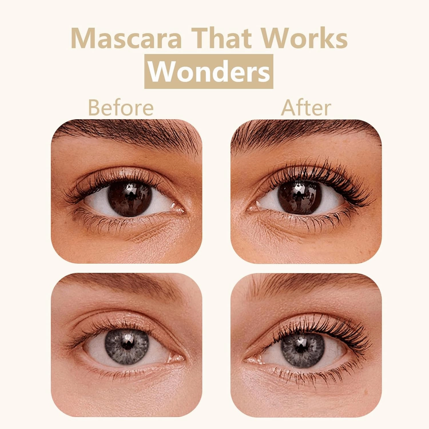 Mascara for Older Women, Eyelash Serum for Older Women 60 Plus, Length Black, Waterproof & Sweatproof Long Lasting Non-smudged, Easy Removal (2pcs Brown)
