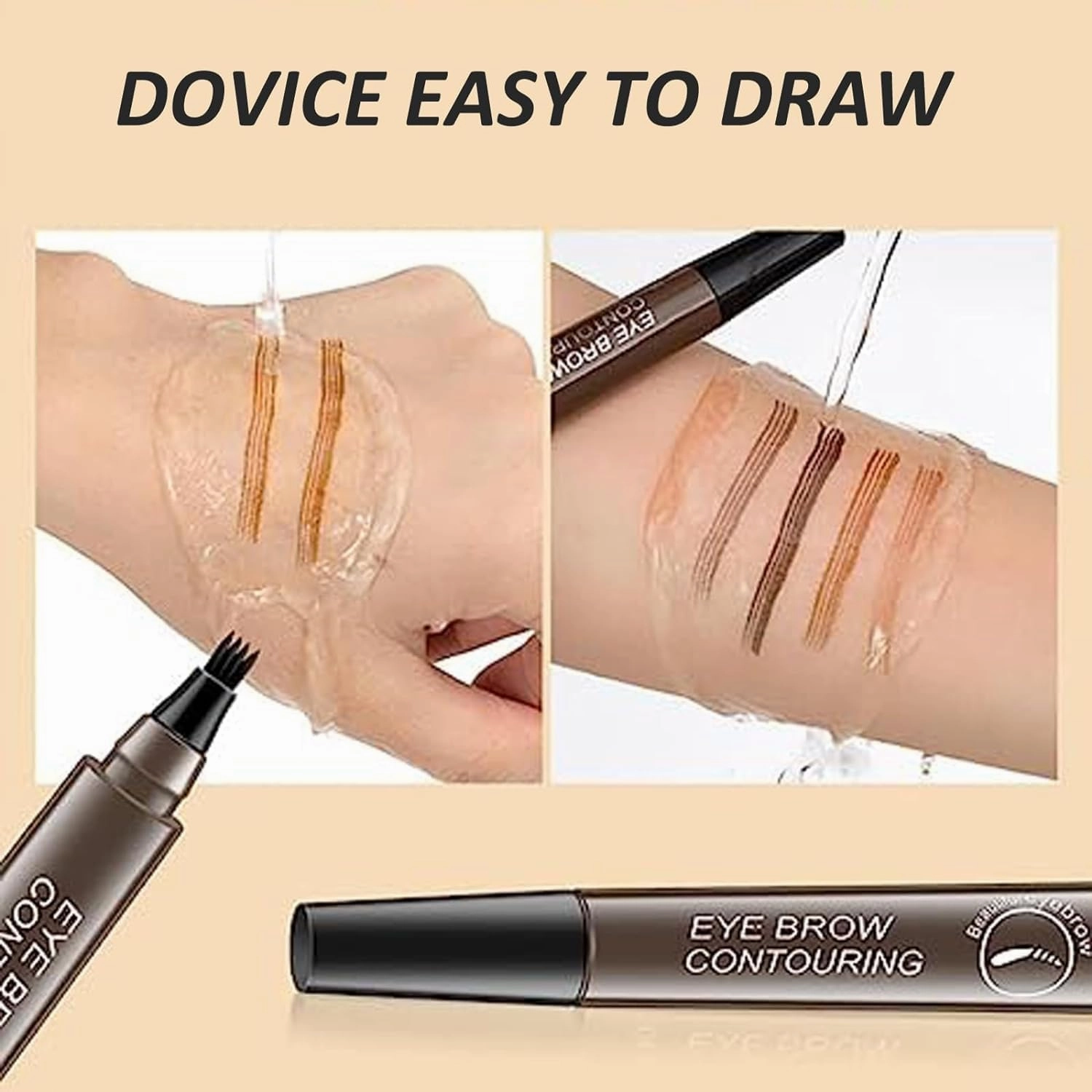 Matezis Eyebrow Pencil, Matezis Eye Pencil, Microblade Eyebrow Pen Waterproof, Microblading EyebrowPen 4 Tipped Precise Brow Pen (Light brown)