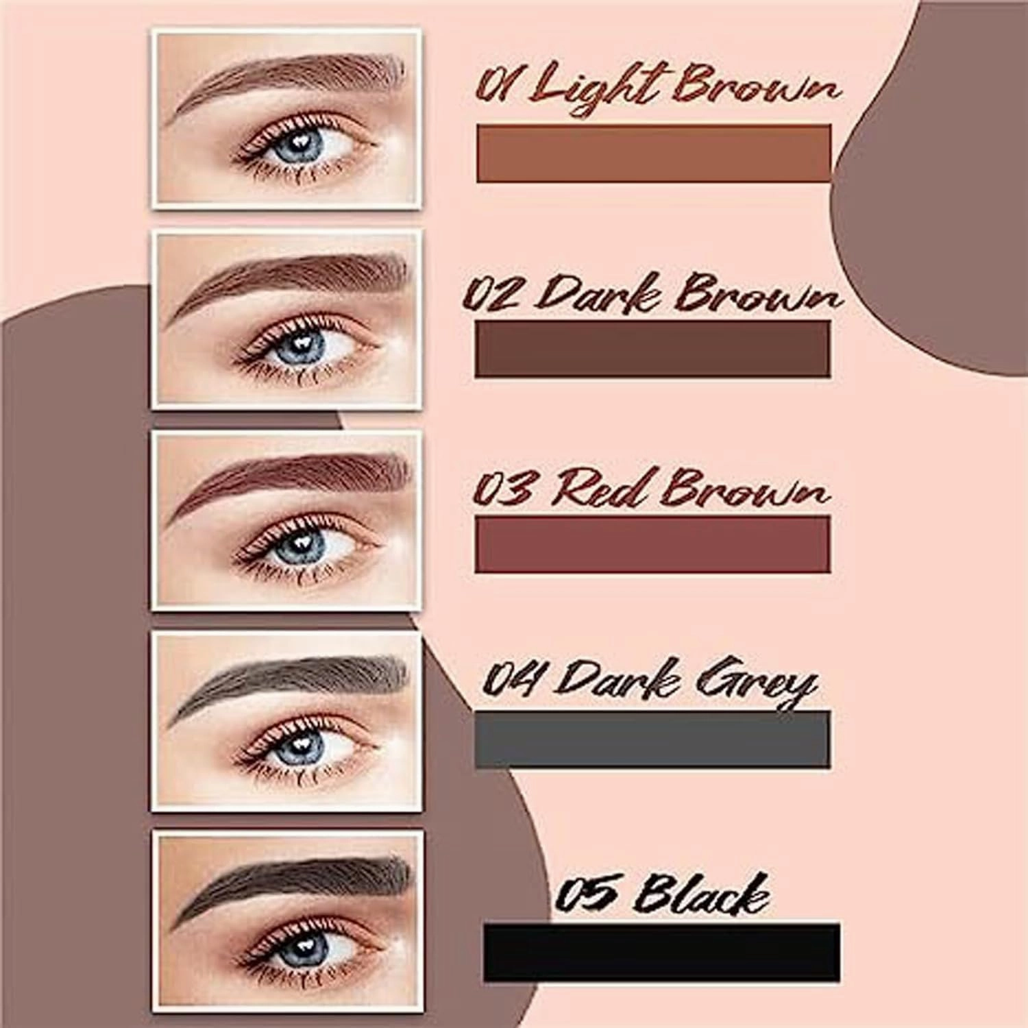 Matezis Eyebrow Pencil, Matezis Eye Pencil, Microblade Eyebrow Pen Waterproof, Microblading EyebrowPen 4 Tipped Precise Brow Pen (Light brown)