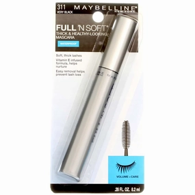 Maybelline Full 'N Soft Waterproof Mascara, Very Black [311], 0.28 oz (Pack of 9)