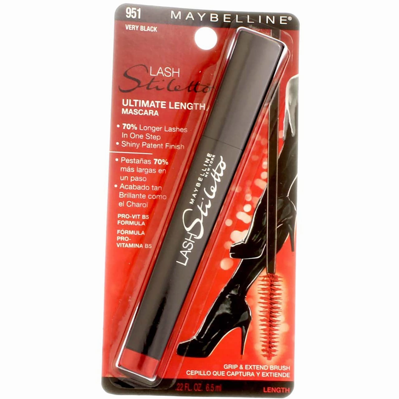 Maybelline Lash Stiletto Ultimate Length Washable Mascara, Very Black [951], 0.22 oz (Pack of 4)