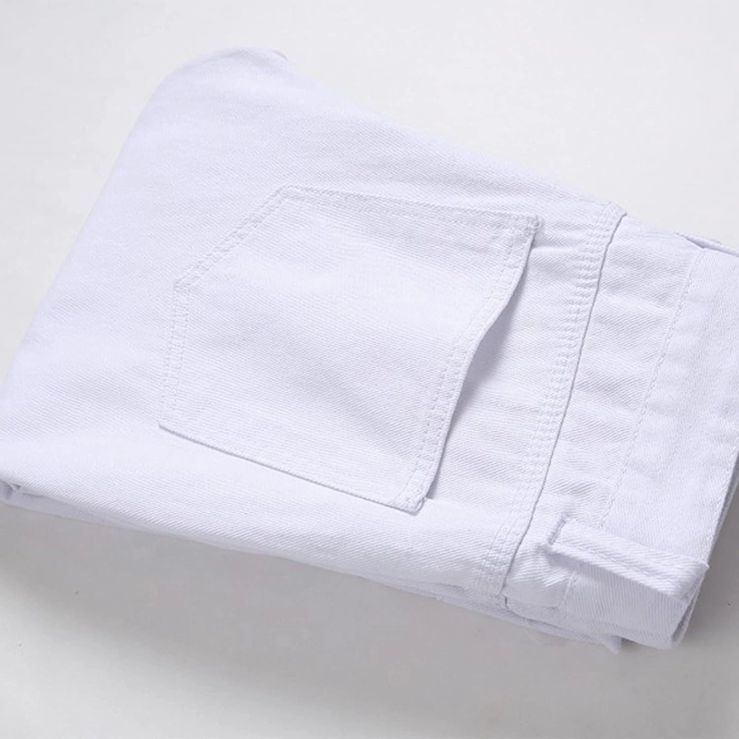 Men's Ripped Jeans Casual Stretch Button Zipper Pants with Pockets Relaxed Fit Denim Pants Boys Trendy Streetwear Jeans