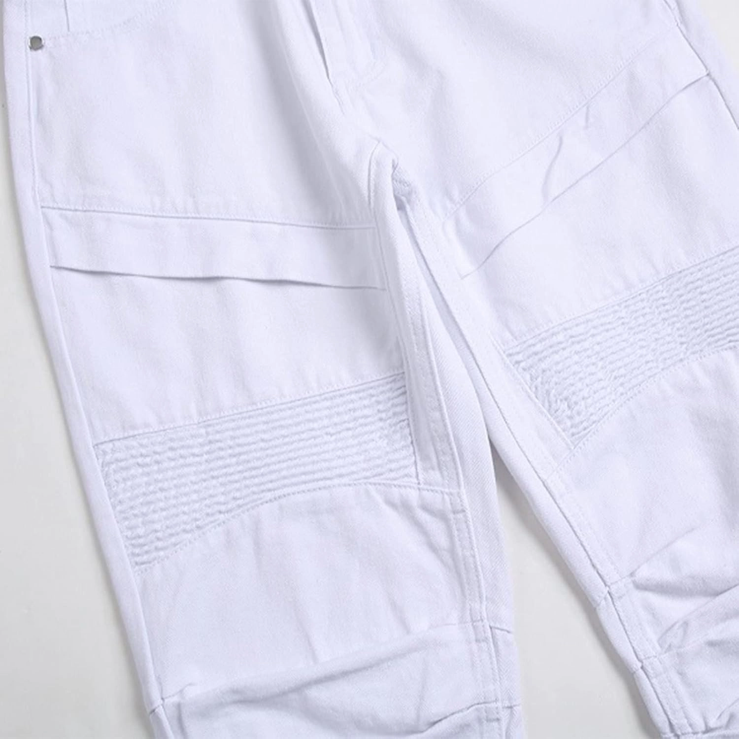 Men's Ripped Jeans Casual Stretch Button Zipper Pants with Pockets Relaxed Fit Denim Pants Boys Trendy Streetwear Jeans
