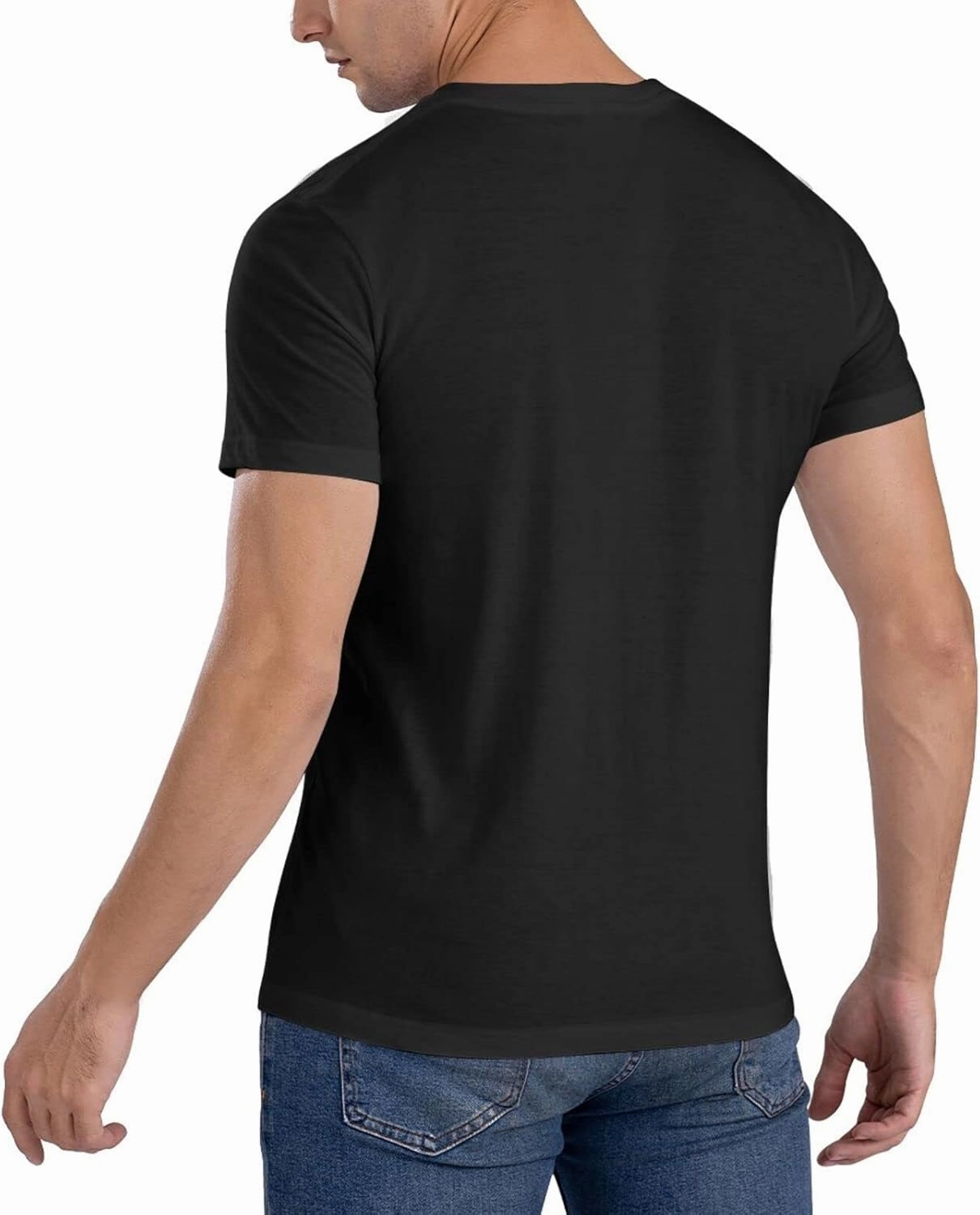 Men's T Shirt Cotton Crewneck Fashion Casual T-Shirt Short Sleeve Tee Shirts Black